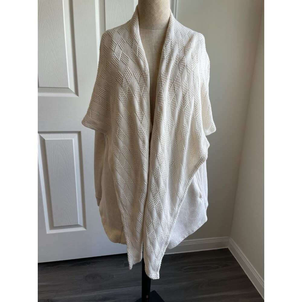 Lucky Brand Cardigan Size M Women’s Ivory/Cream Lucky Lotus Irregular Open